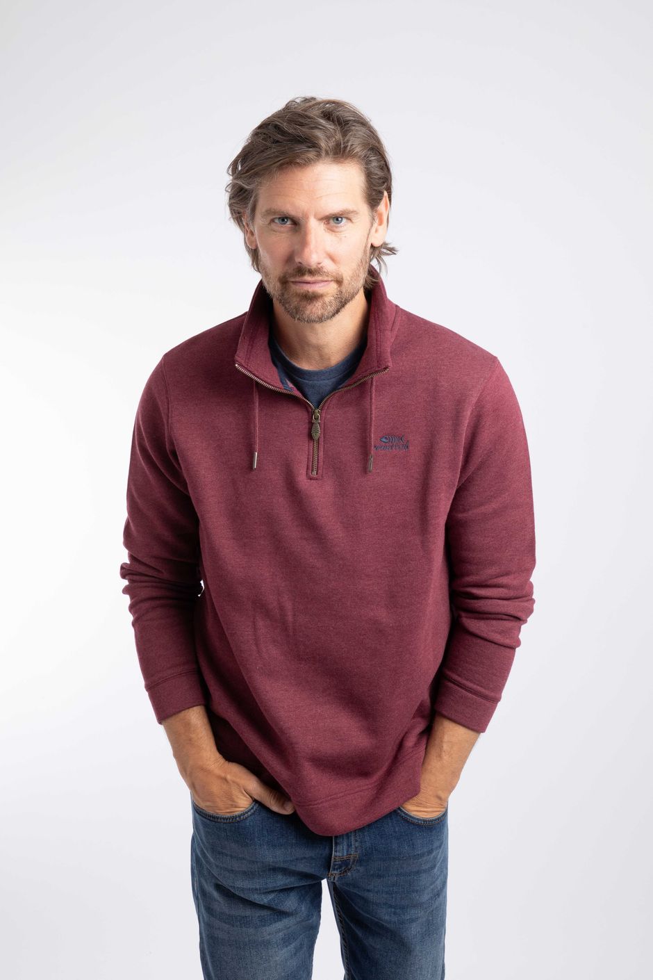 Brampton 1/4 Zip Sweatshirt Deep Crimson