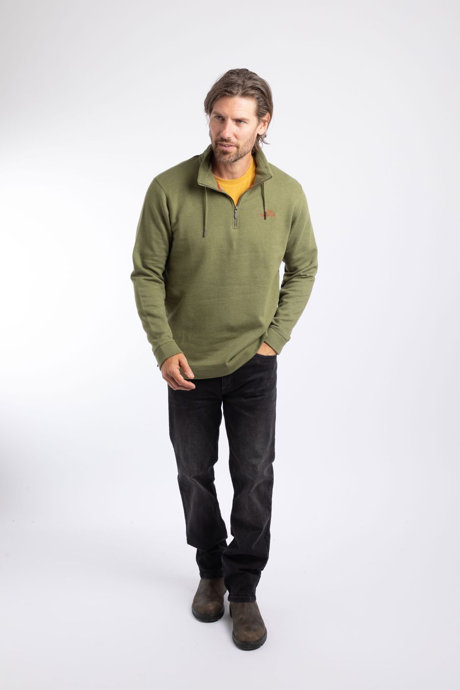 Brampton 1/4 Zip Sweatshirt Olive Moss