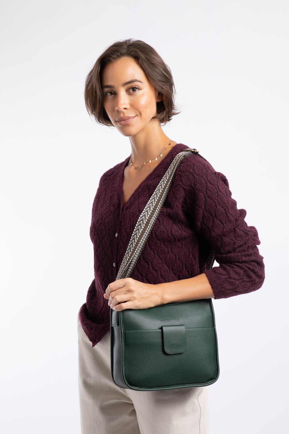 Javana Cross Body Saddle Bag Beetle Green