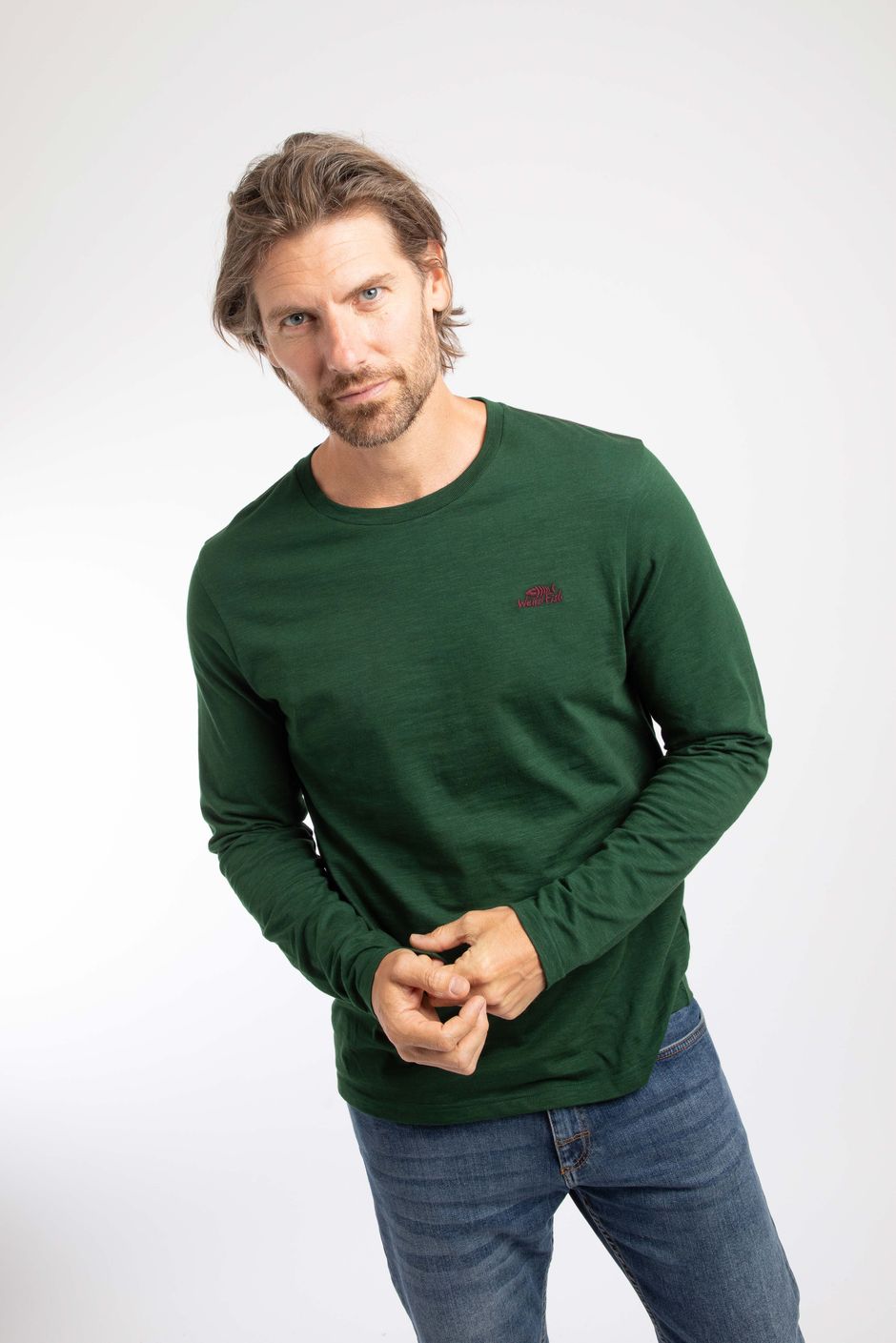 Fins Branded Long Sleeve T-Shirt Pine