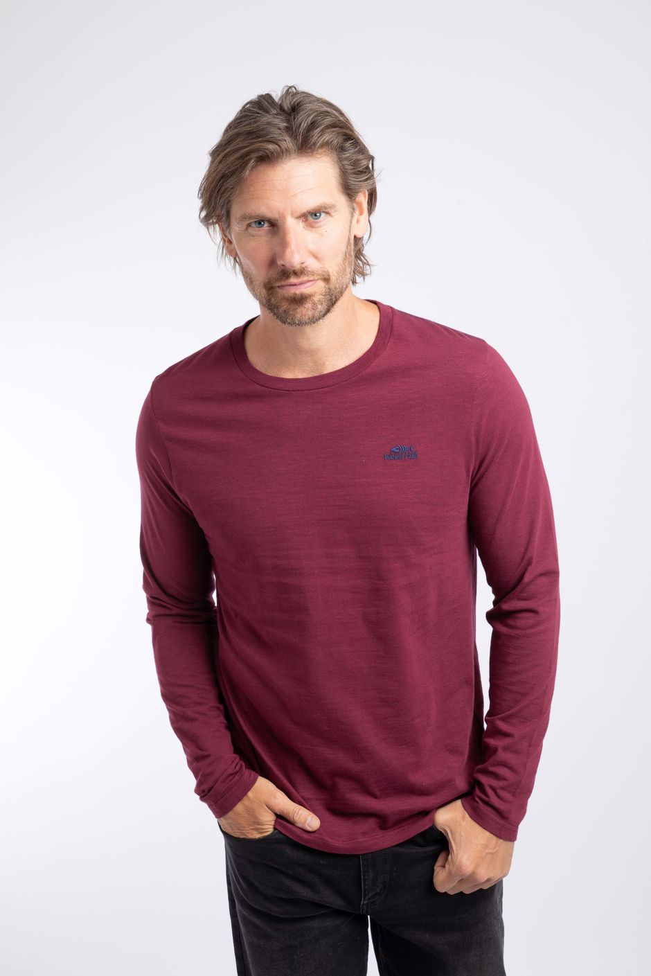 Fins Branded Long Sleeve T-Shirt Red Grape