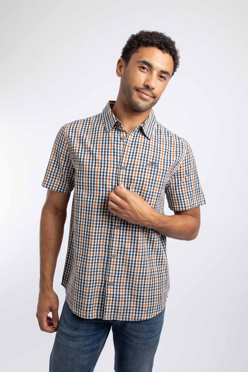 Judd Short Sleeve Check Shirt Mustard