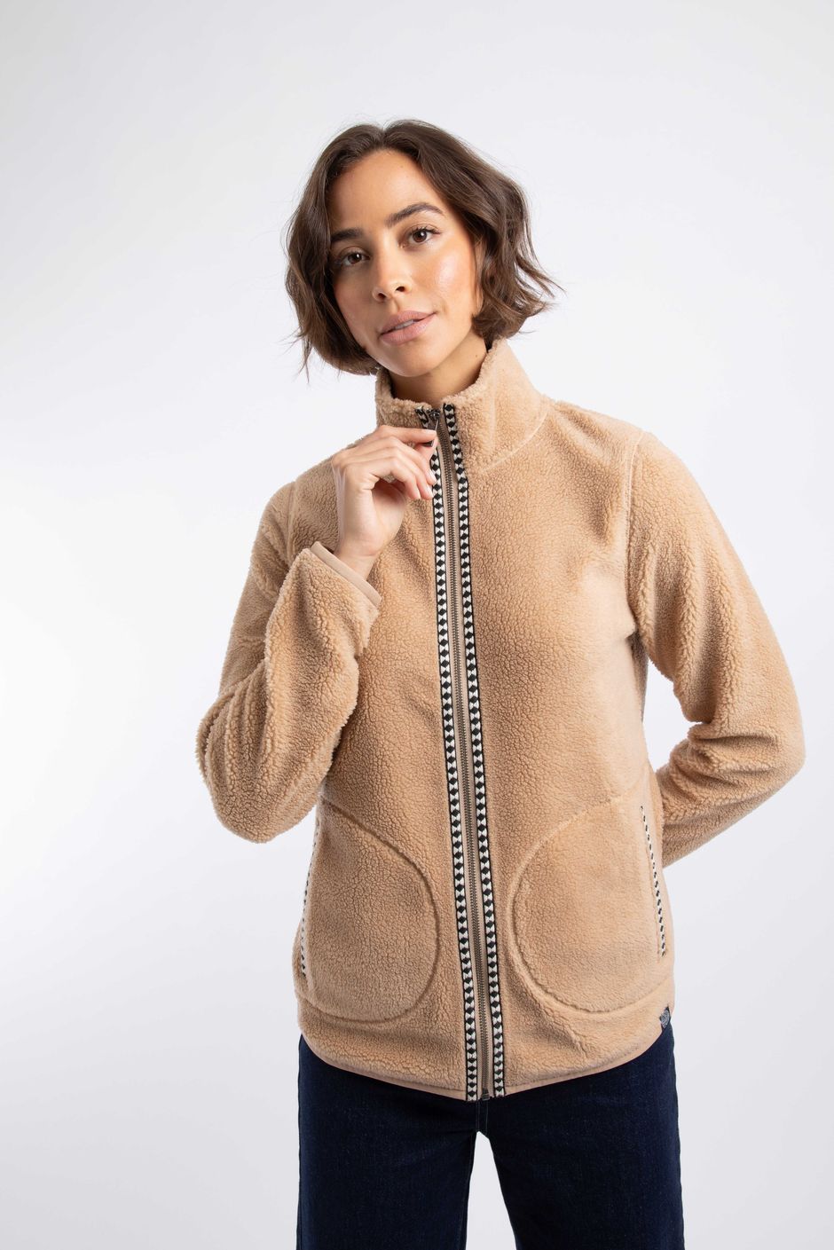 Lucille Lightweight Full Zip Borg Fleece Taupe