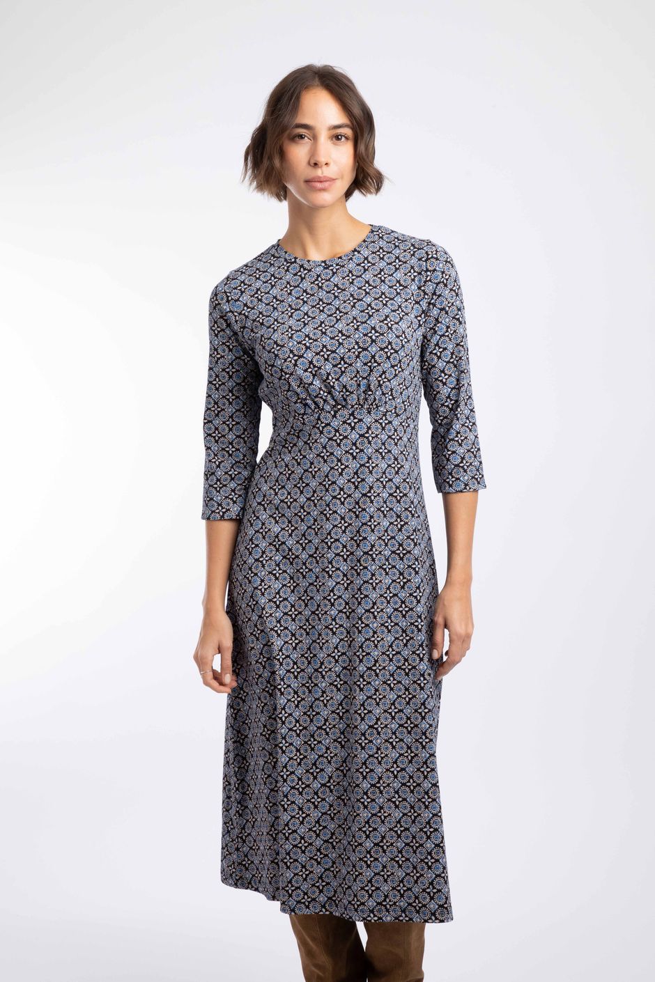 Felicity Printed Jersey Midi Dress Mood Indigo