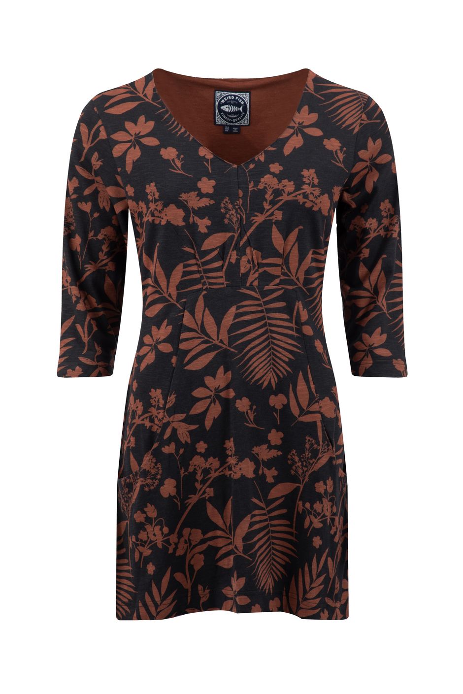 Arielle Printed Jersey 3/4 Sleeve Tunic Bitter Chocolate