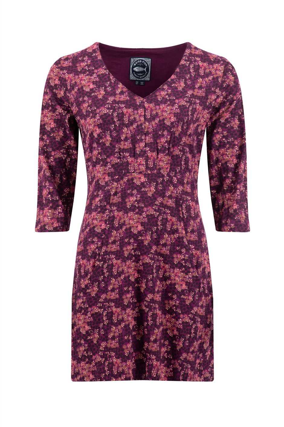 Arielle Printed Jersey 3/4 Sleeve Tunic Purple Wine