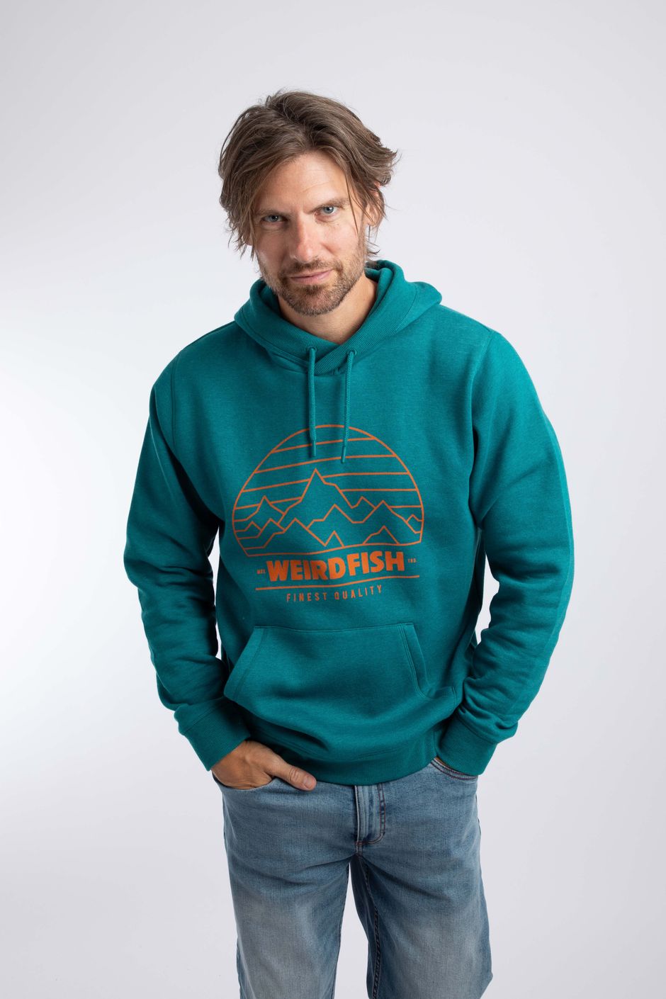 Wills Front Print Graphic Popover Hoodie Deep Teal