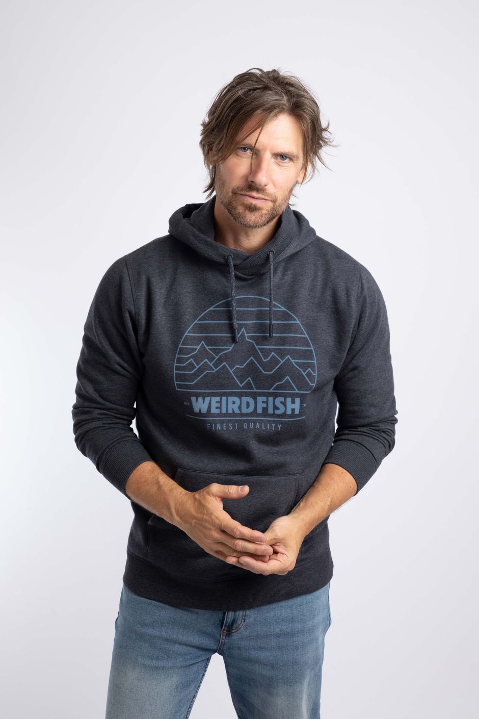 Wills Front Print Graphic Popover Hoodie Dark Navy