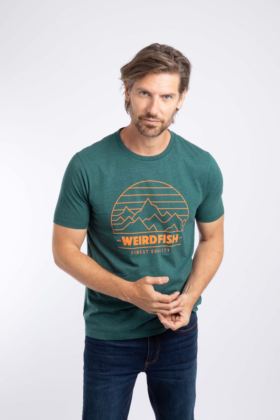 Off Grid Front Print Graphic T-Shirt Deep Teal