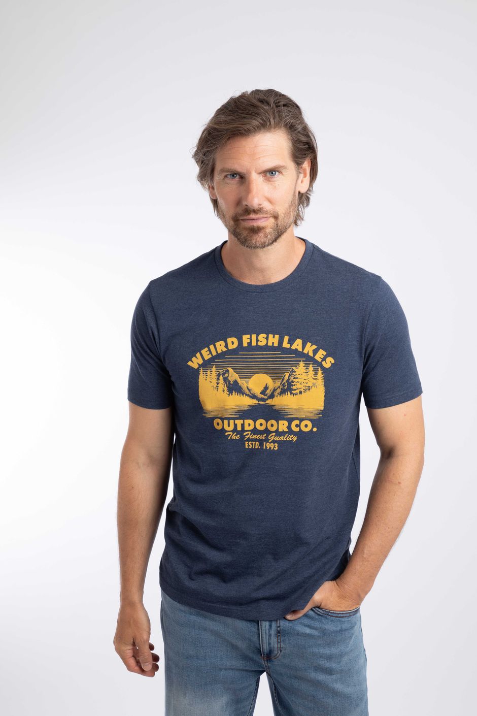 Lakes Front Print Graphic T-Shirt Dark Blue