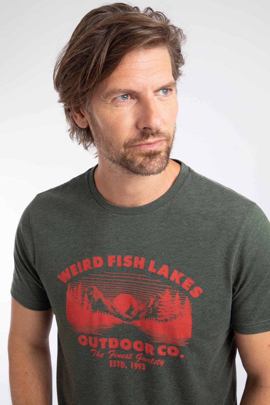 Lakes Front Print Graphic T-Shirt Fir Green