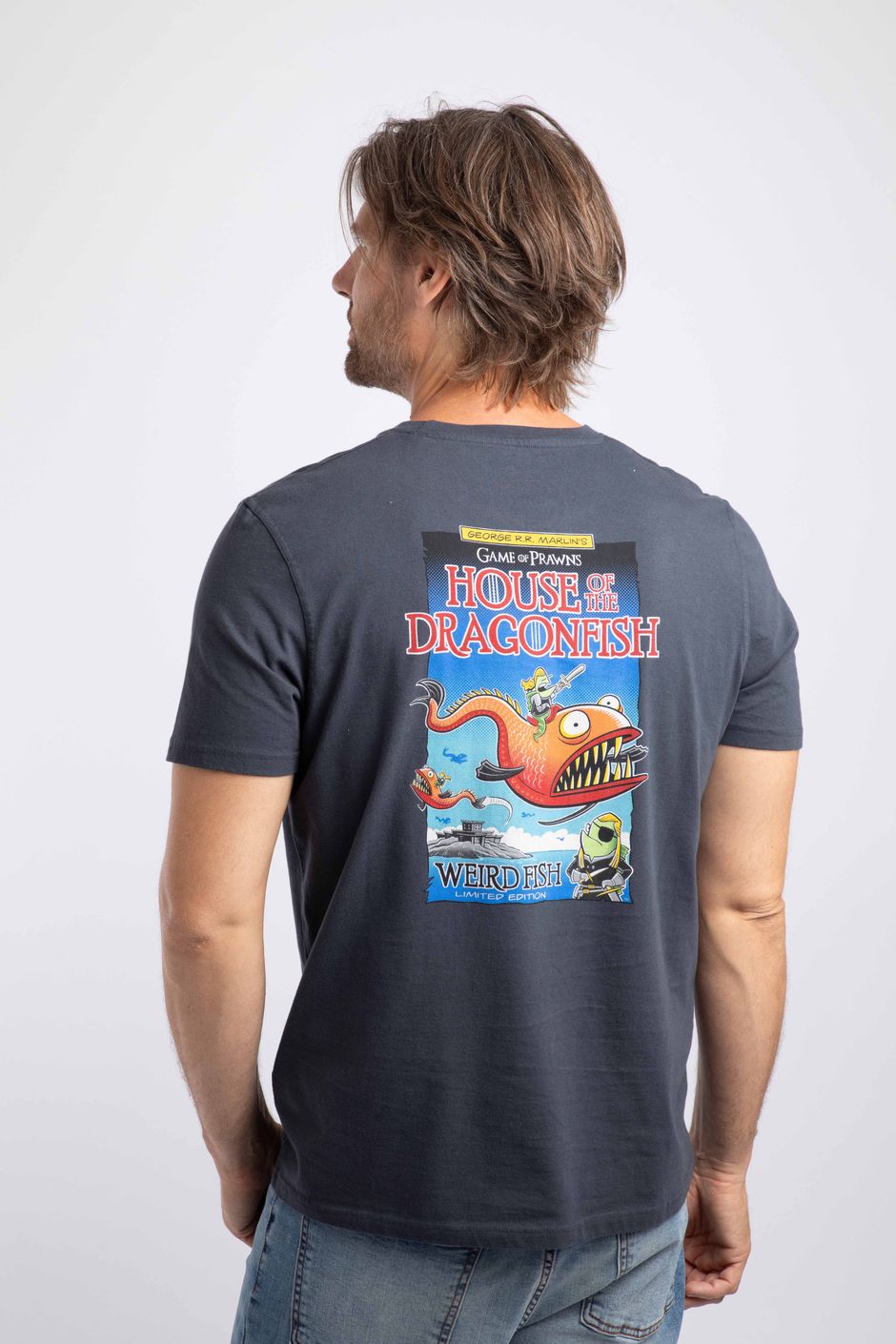 House Of The Dragonfish Back Print Artist T-Shirt Navy