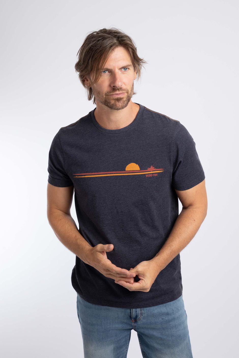 Fishing Front Print Graphic T-Shirt Midnight