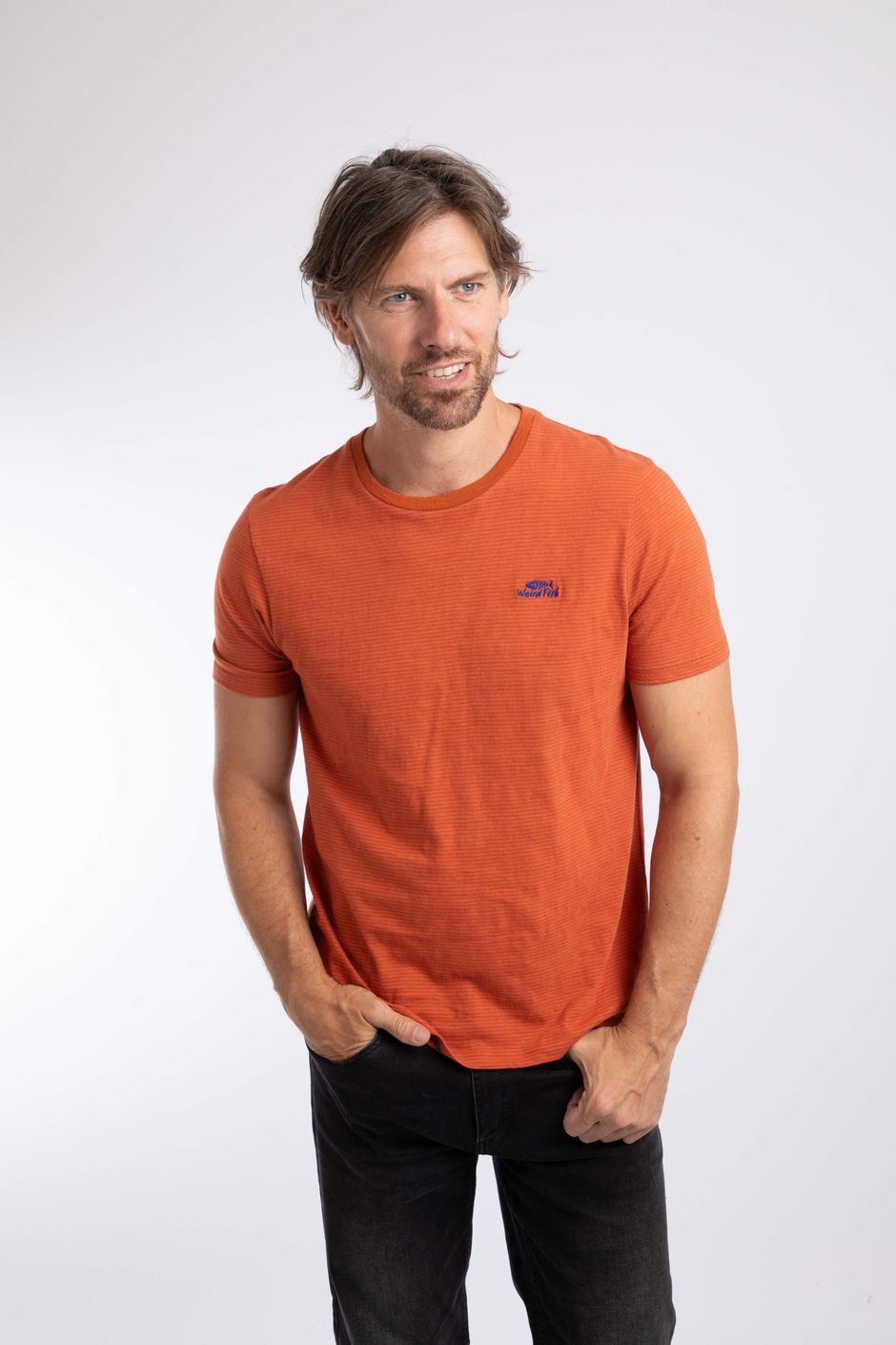 Newland Tonal Slub Stripe T-Shirt Dark Rust