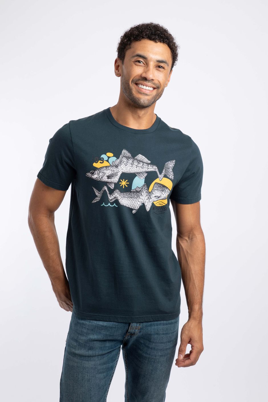 Reflection Front Print Graphic T-Shirt Navy