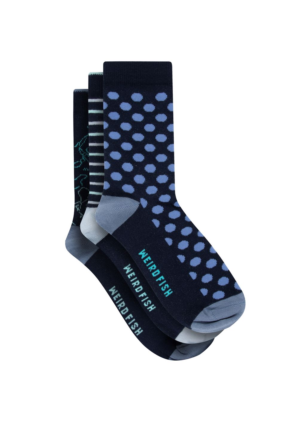 Parade Patterned Socks 3 Pack Dark Blue