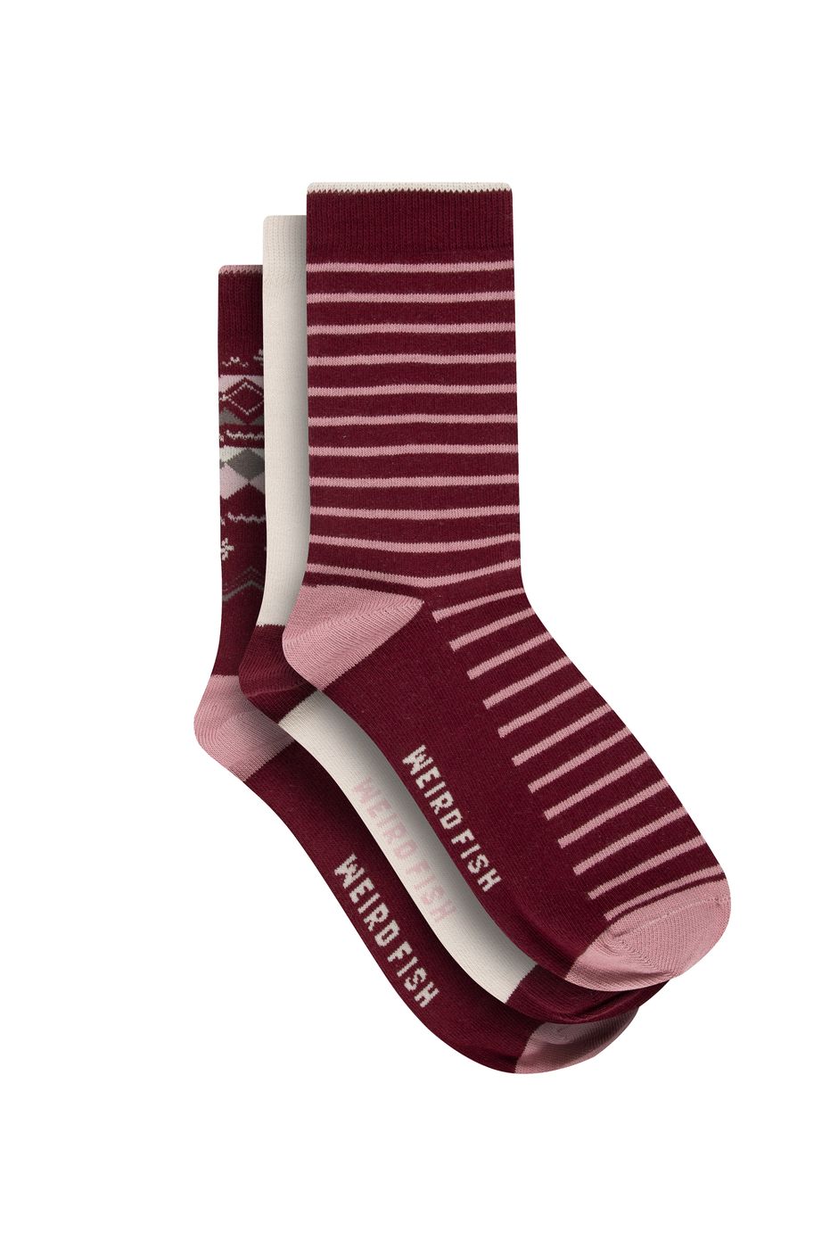 Parade Patterned Socks 3 Pack Red Grape