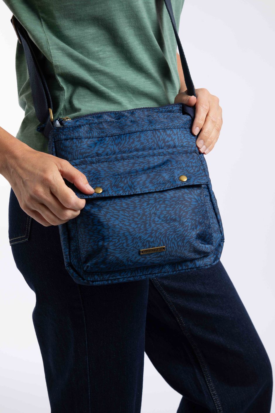 Kait Printed Cross Body Bag Mid Blue