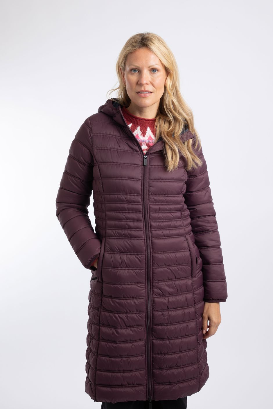Ravinia Lightweight Padded Long-Line Jacket Plum