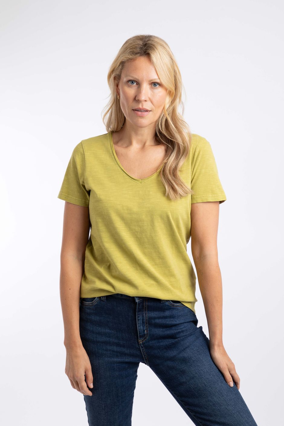 Hailey V-Neck T-Shirt Tarragon