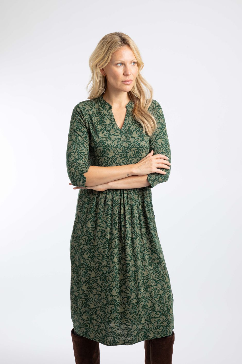 Isolde Printed Jersey Midi Dress Cypress Green
