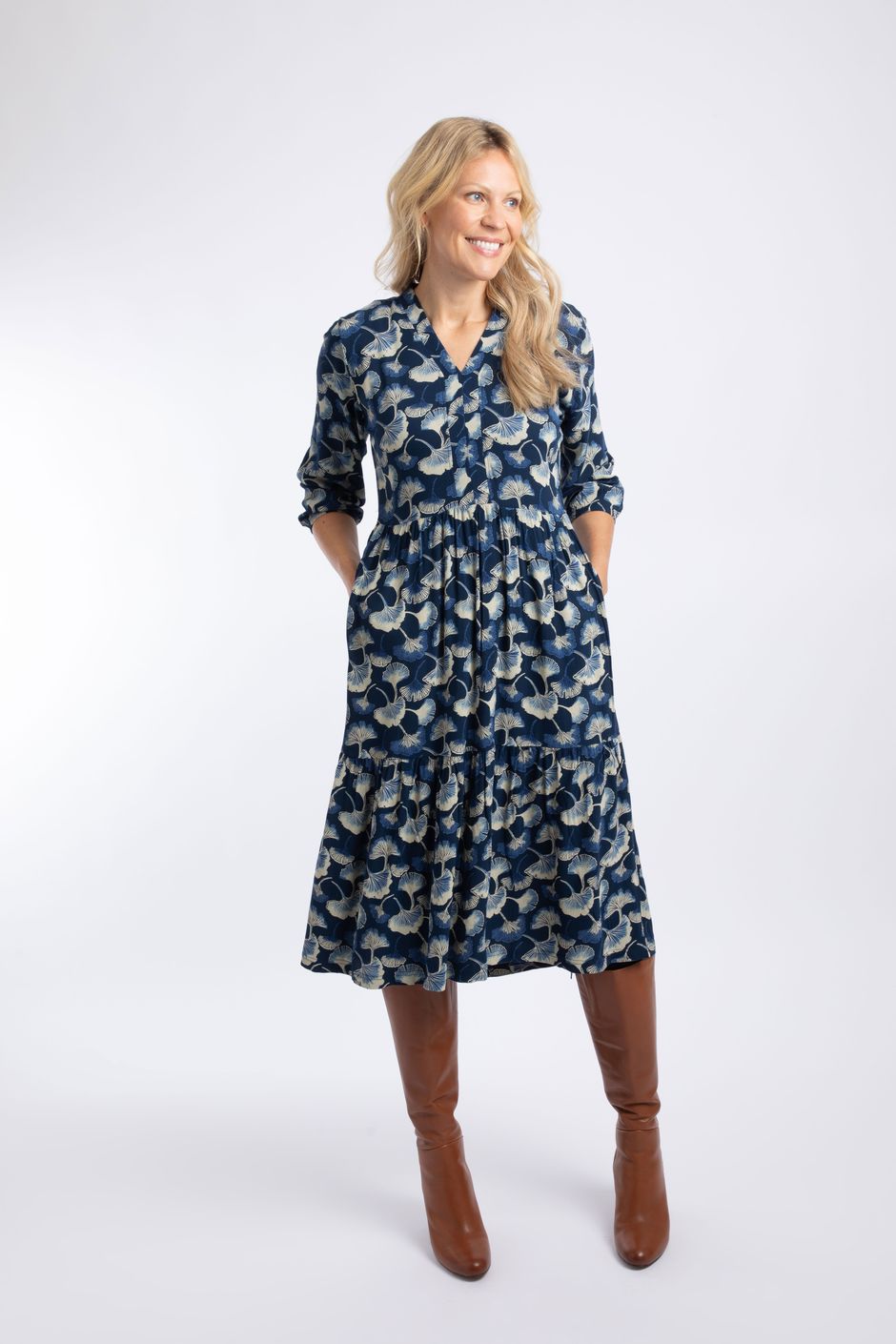 Gardot Printed Midi Dress Blue Atoll