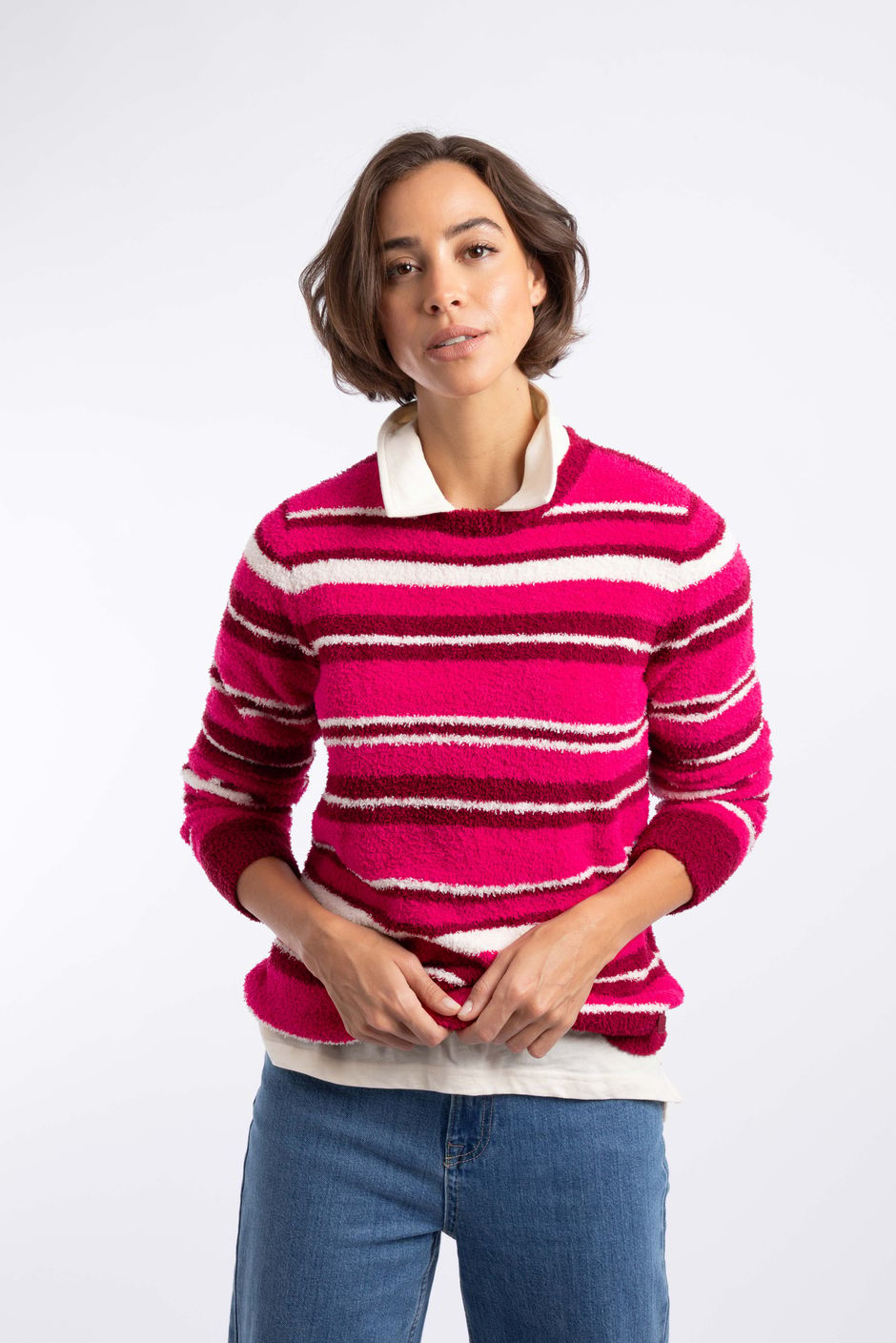 Wanda Cosy Knit Stripe Jumper Foxglove