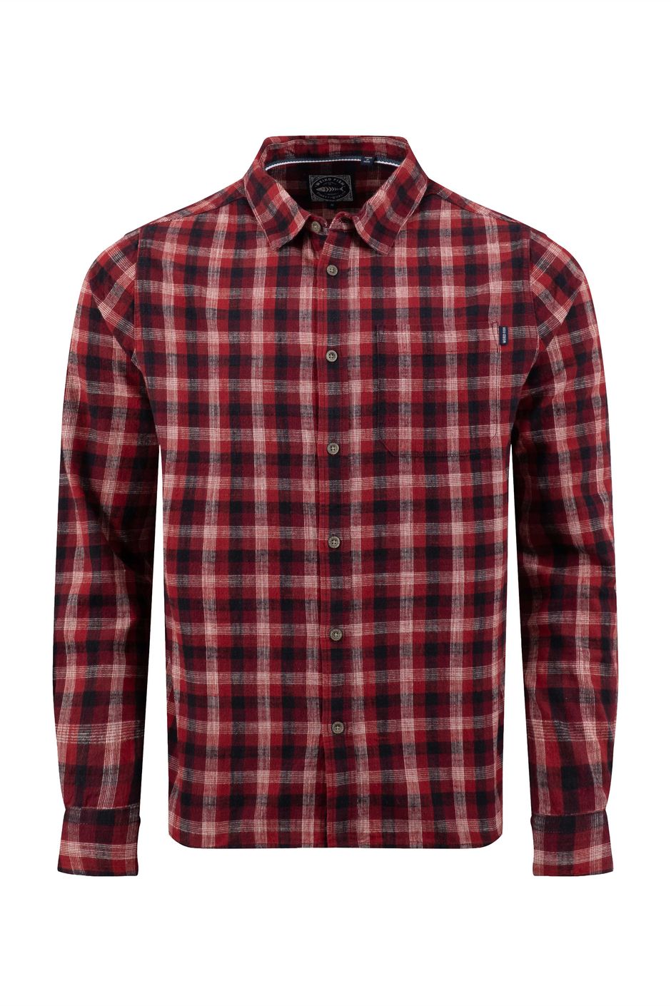 Sode Long Sleeve Check Shirt Deep Crimson
