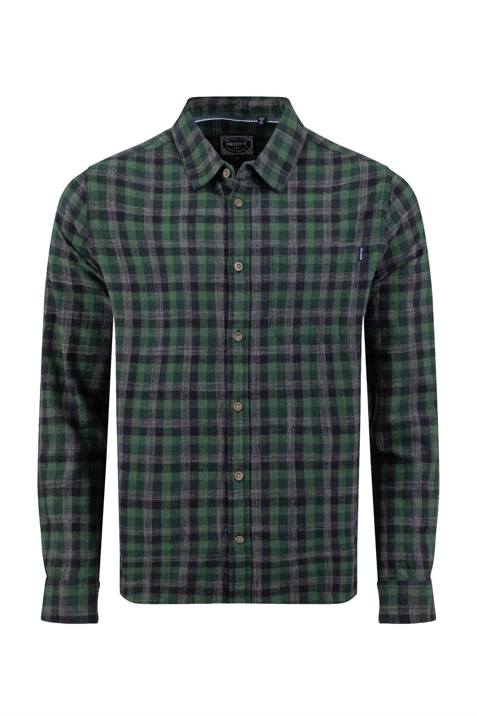Sode Long Sleeve Check Shirt Dark Green