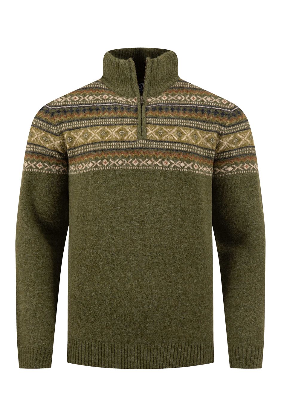 Larner 1/4 Zip Fair Isle Jumper Winter Green