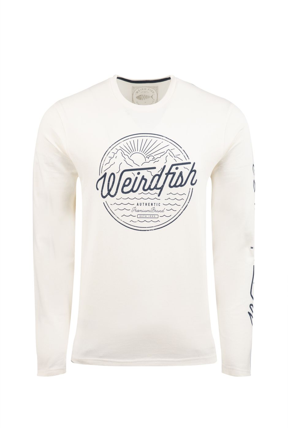 Mountains and Seas Front Print Long Sleeve T-Shirt Dusty White