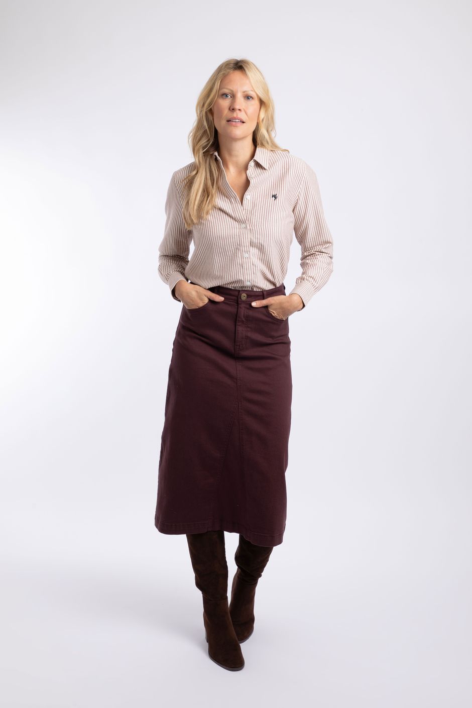 Eira Striped Oxford Shirt Port