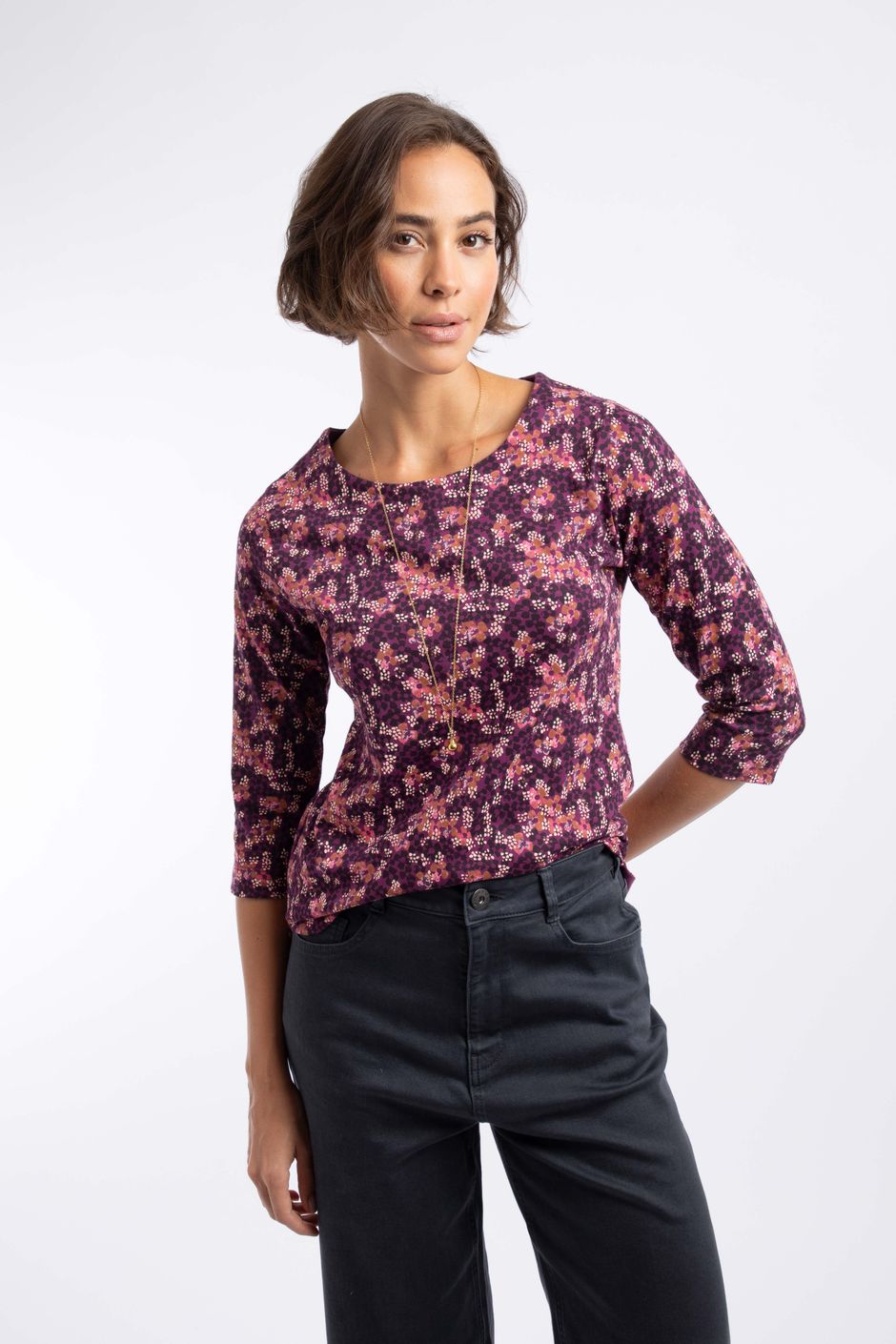 Rachel Printed Jersey T-Shirt Purple Wine