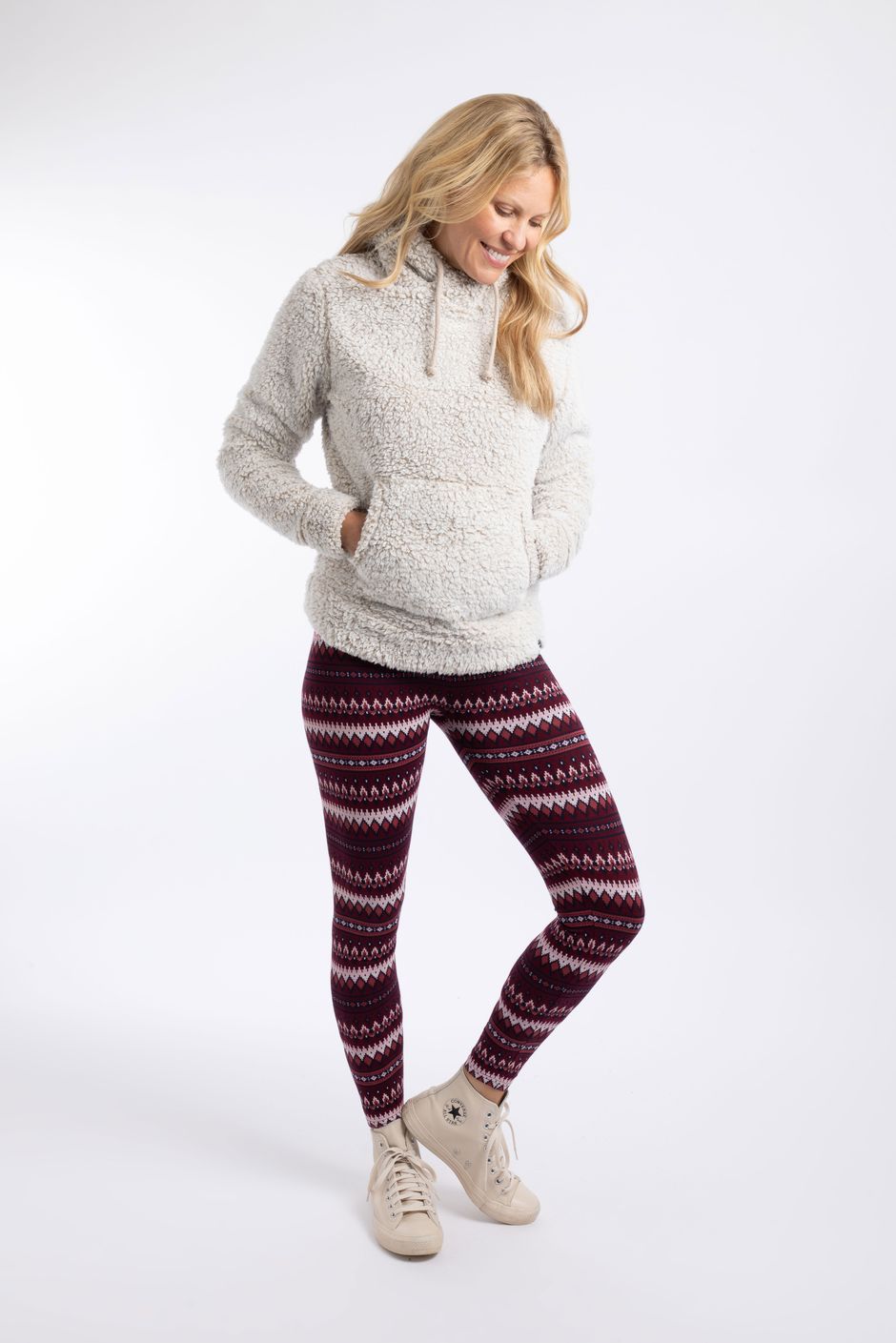 Bailey Printed Leggings Dark Wine