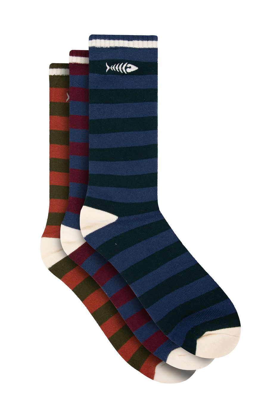 Fernvale Striped Boot Socks 3 Pack Eggnog
