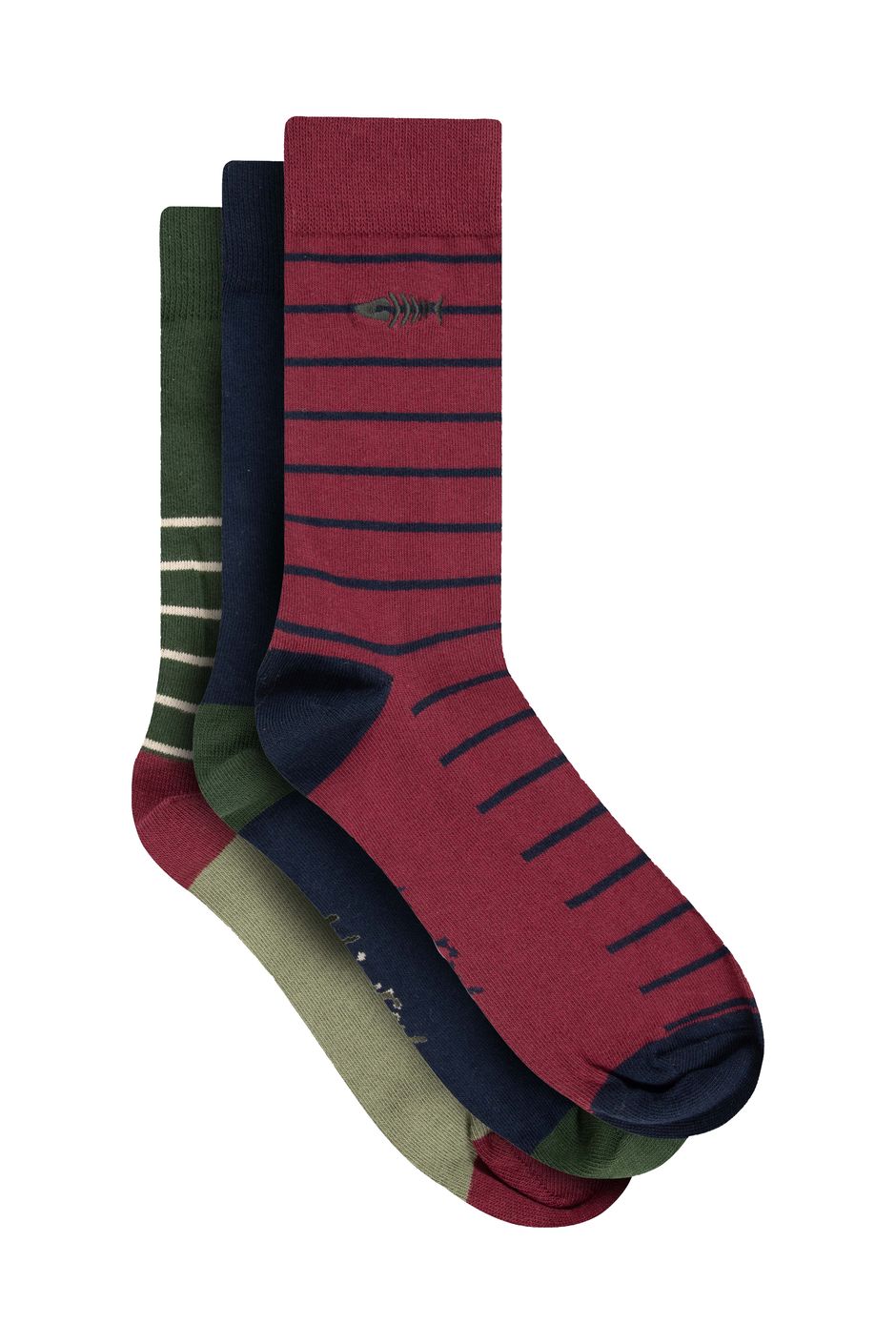 Wyatt Patterned Socks 3 Pack Burgundy