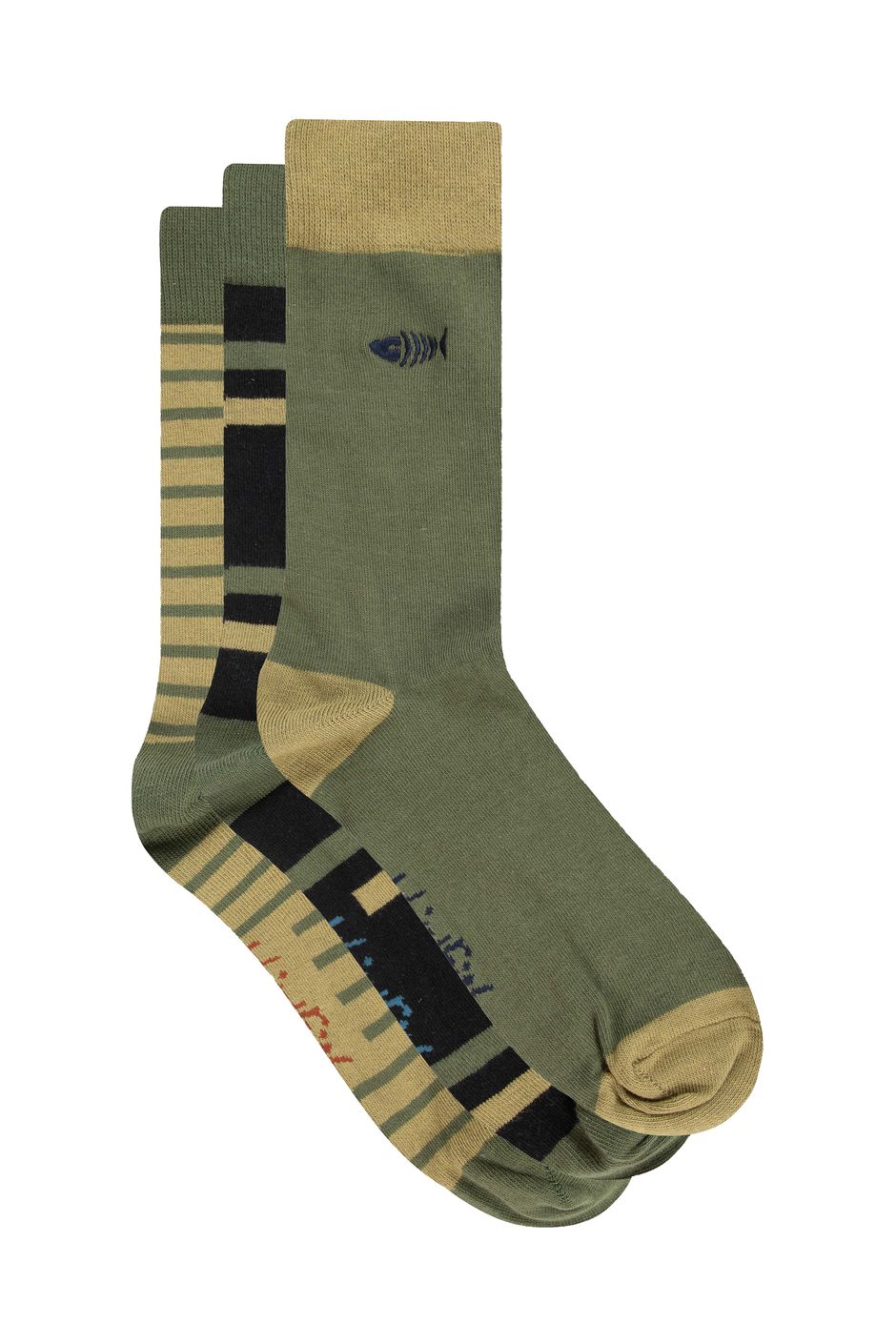 Wyatt Patterned Socks 3 Pack Deep Lichen Green