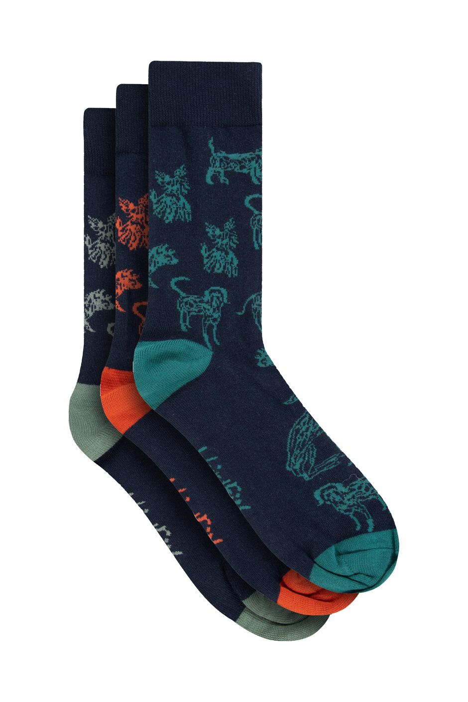Wyatt Patterned Socks 3 Pack Dark Navy