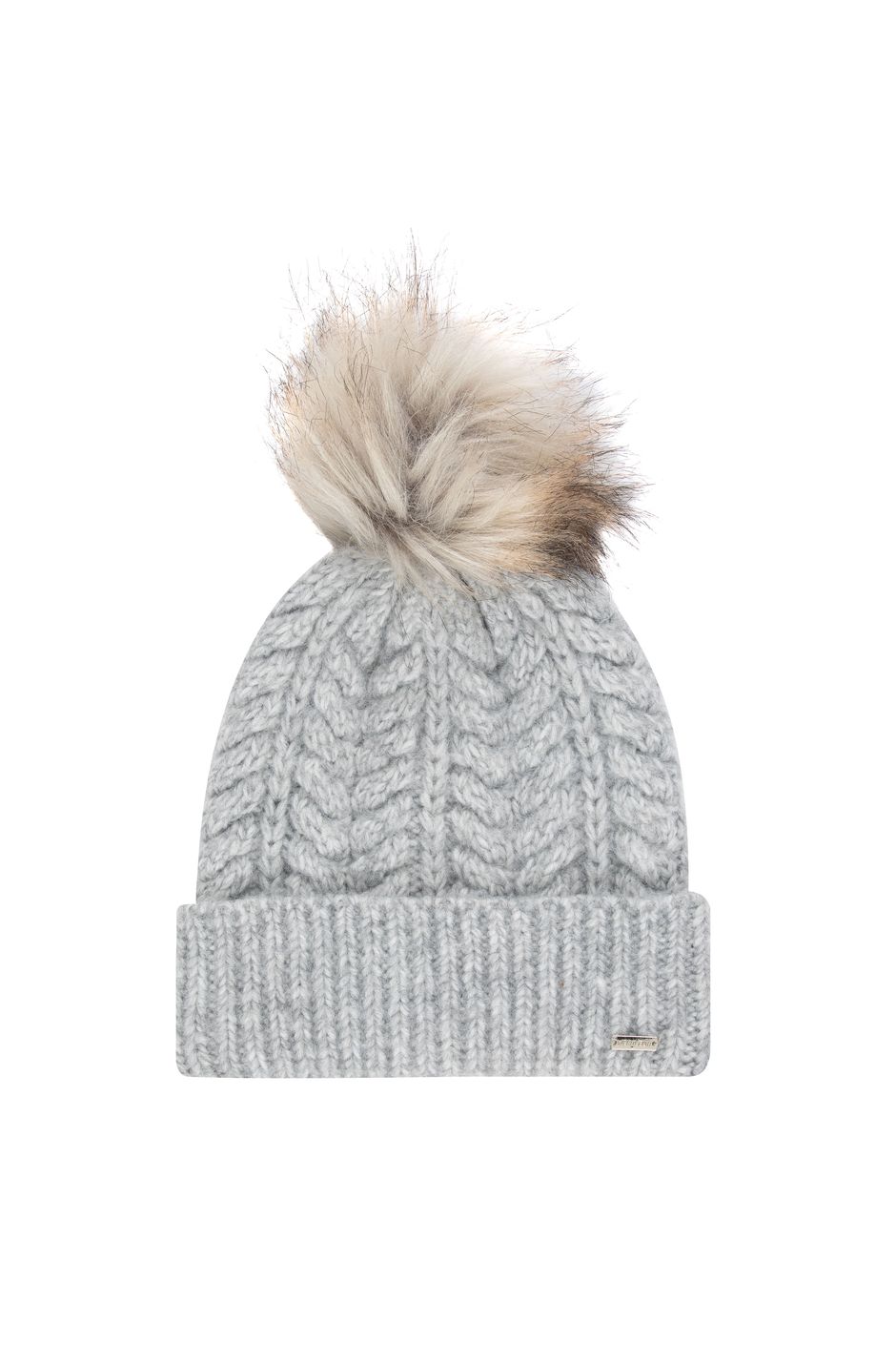 Allerton Cable Knit Bobble Hat Light Grey