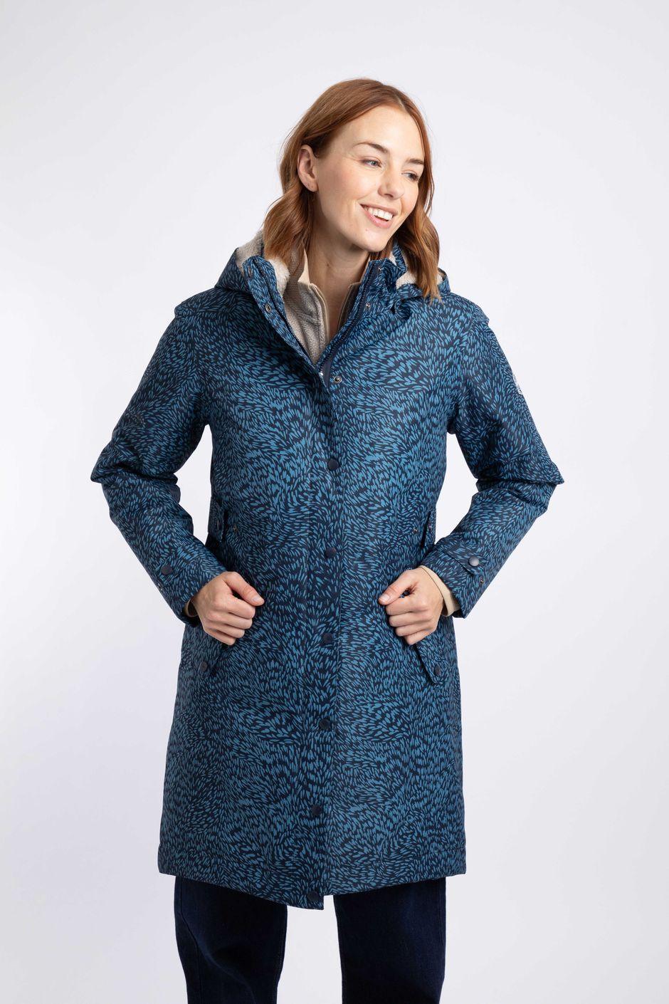 Sena Printed Waterproof Coat Mid Blue