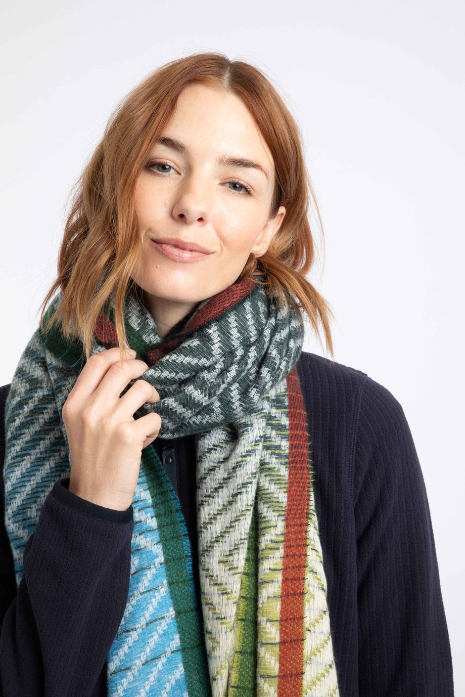 Jadida Brushed Zig-Zag Scarf Bottle Green