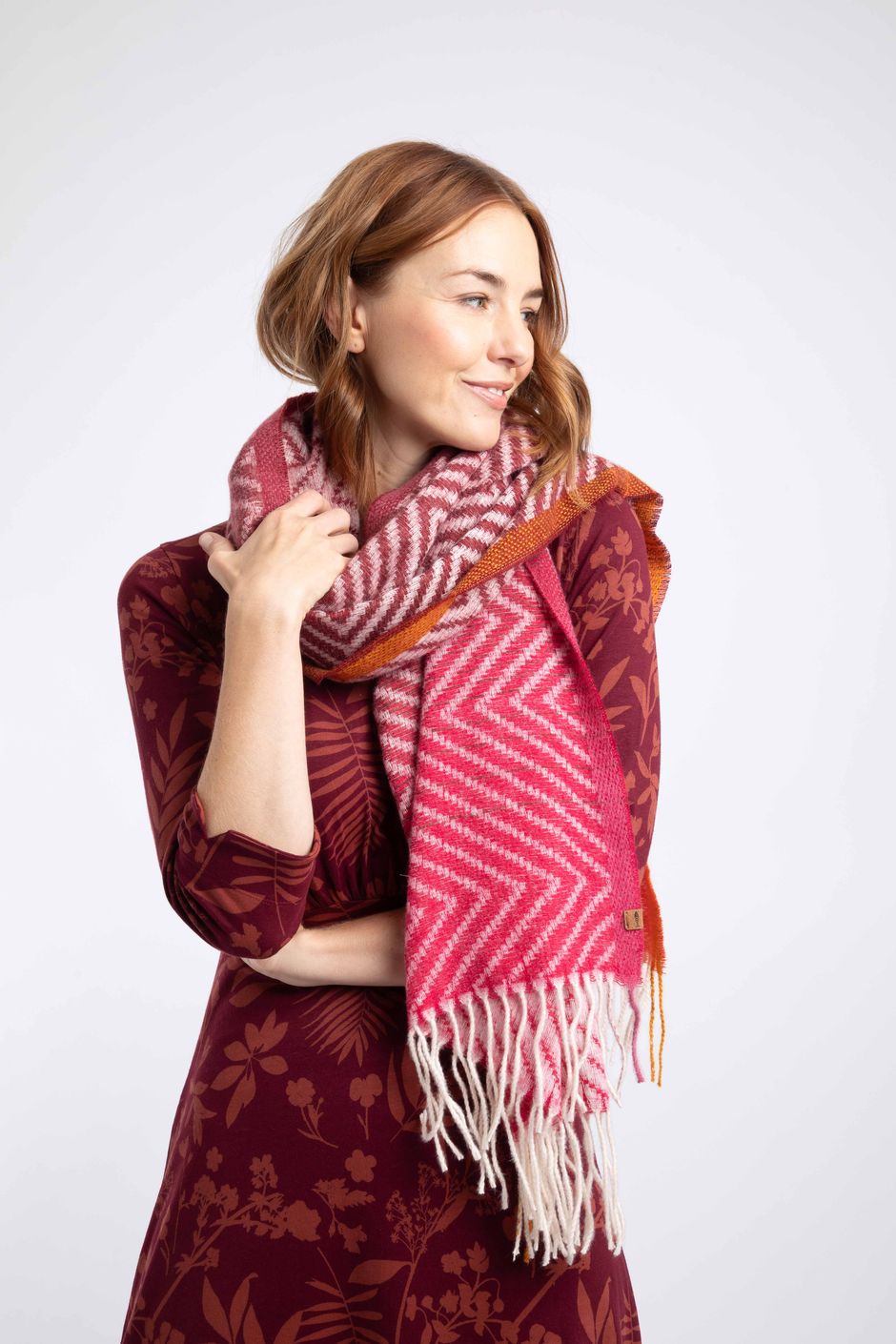 Jadida Brushed Zig-Zag Scarf Tangerine