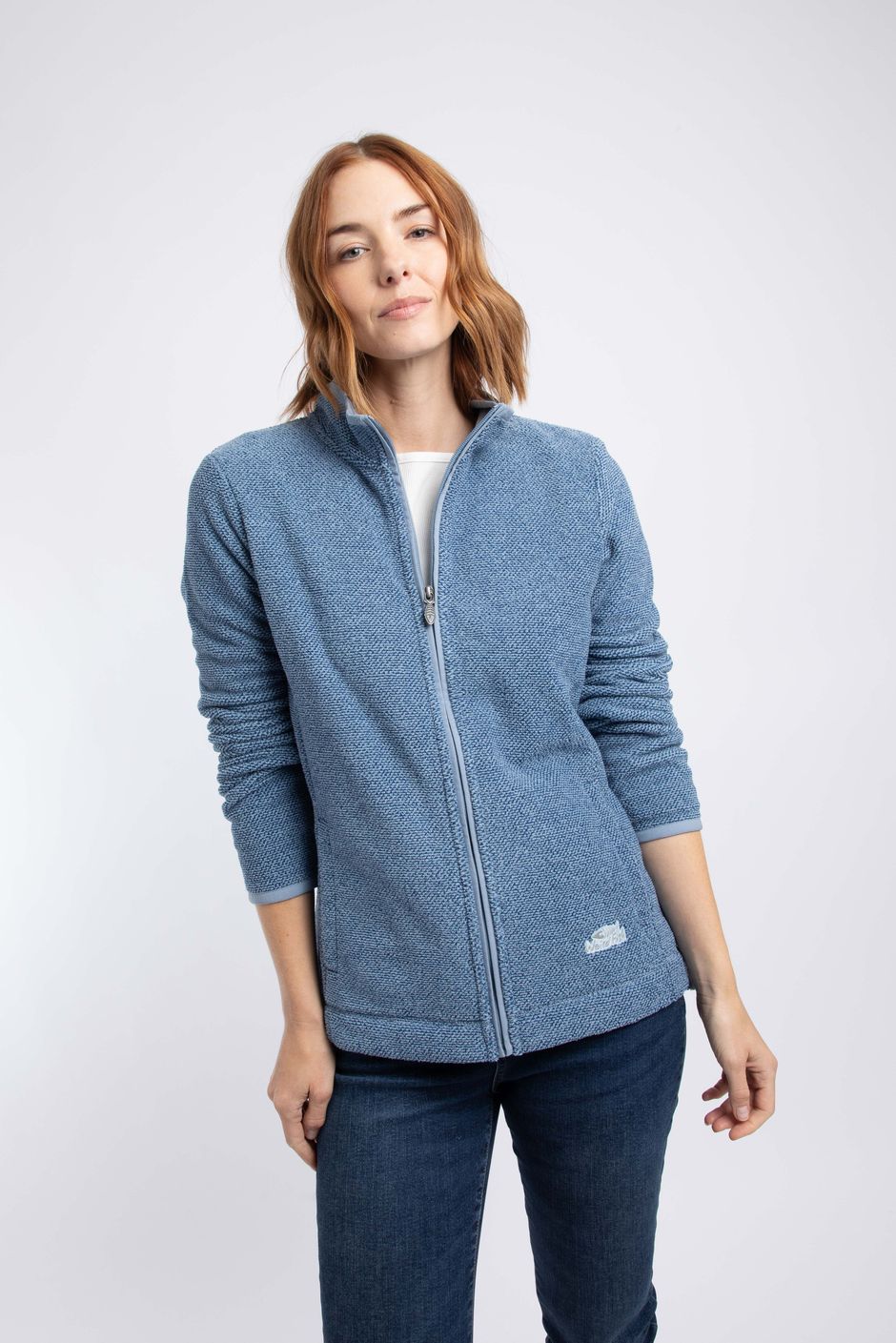 Cheryl Textured Full Zip Fleece Estate blue