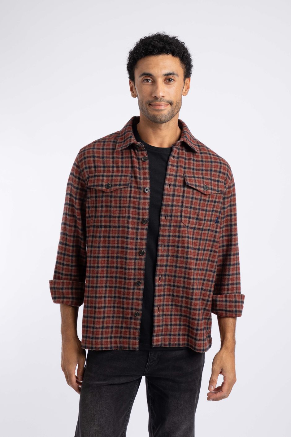 Bosco Checked Over Shirt Coffee