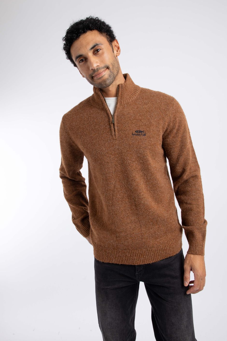 Altwood 1/4 Zip Jumper Birch Brown
