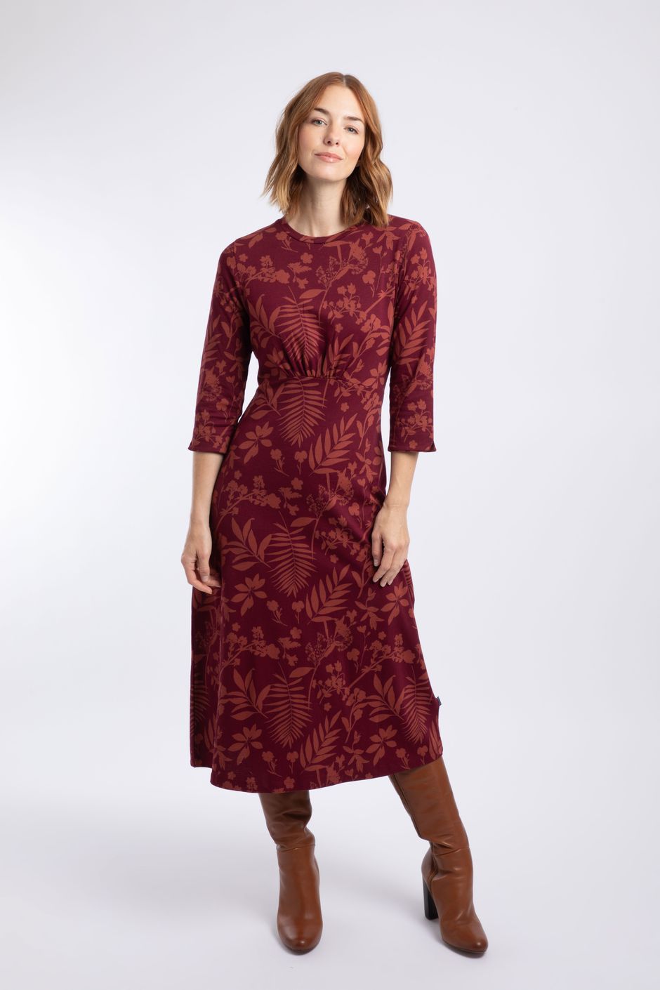 Felicity Printed Jersey Midi Dress Cinnamon