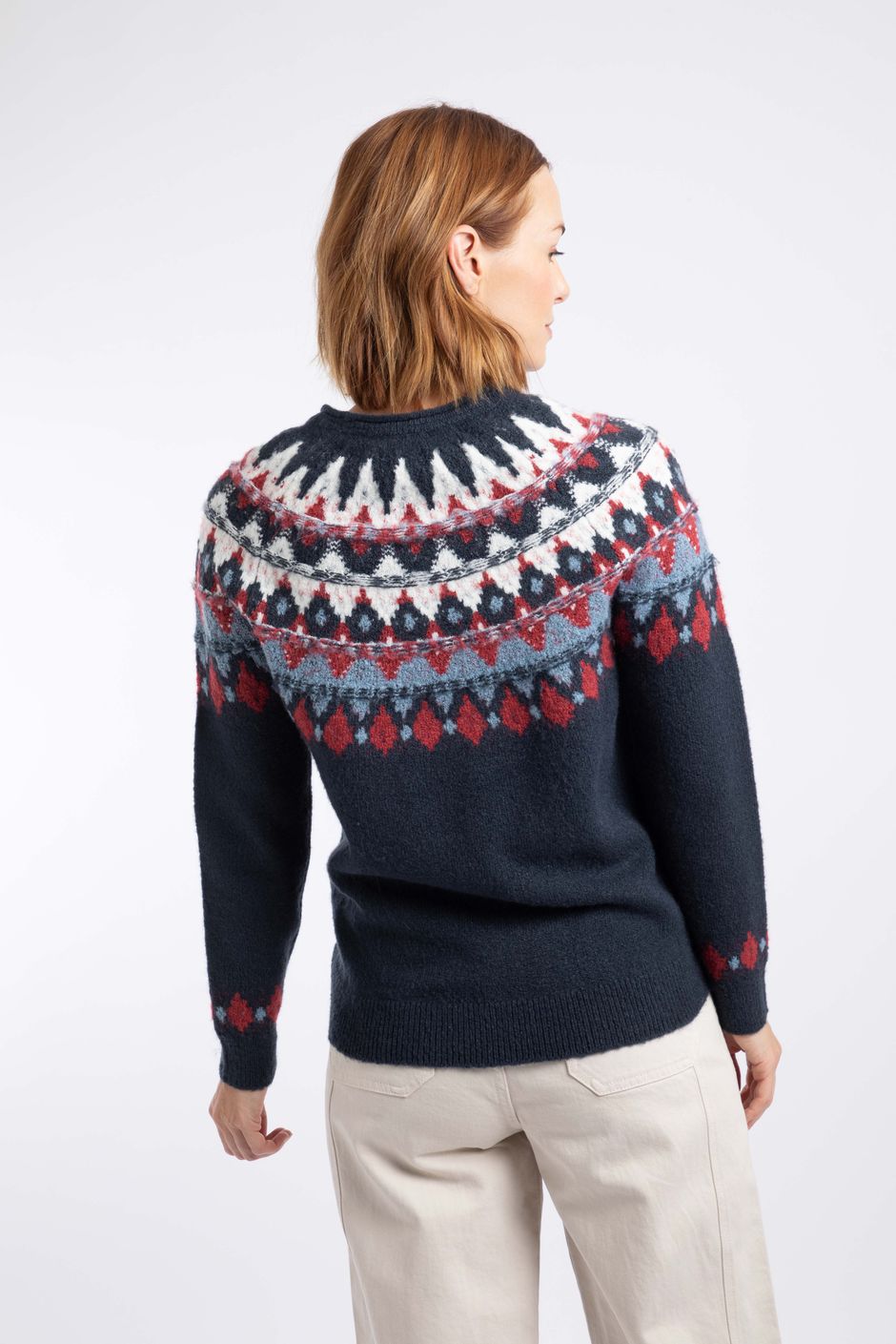 Unusual Fish Images Lowell Fair Isle Jumper Navy | Weird Fish