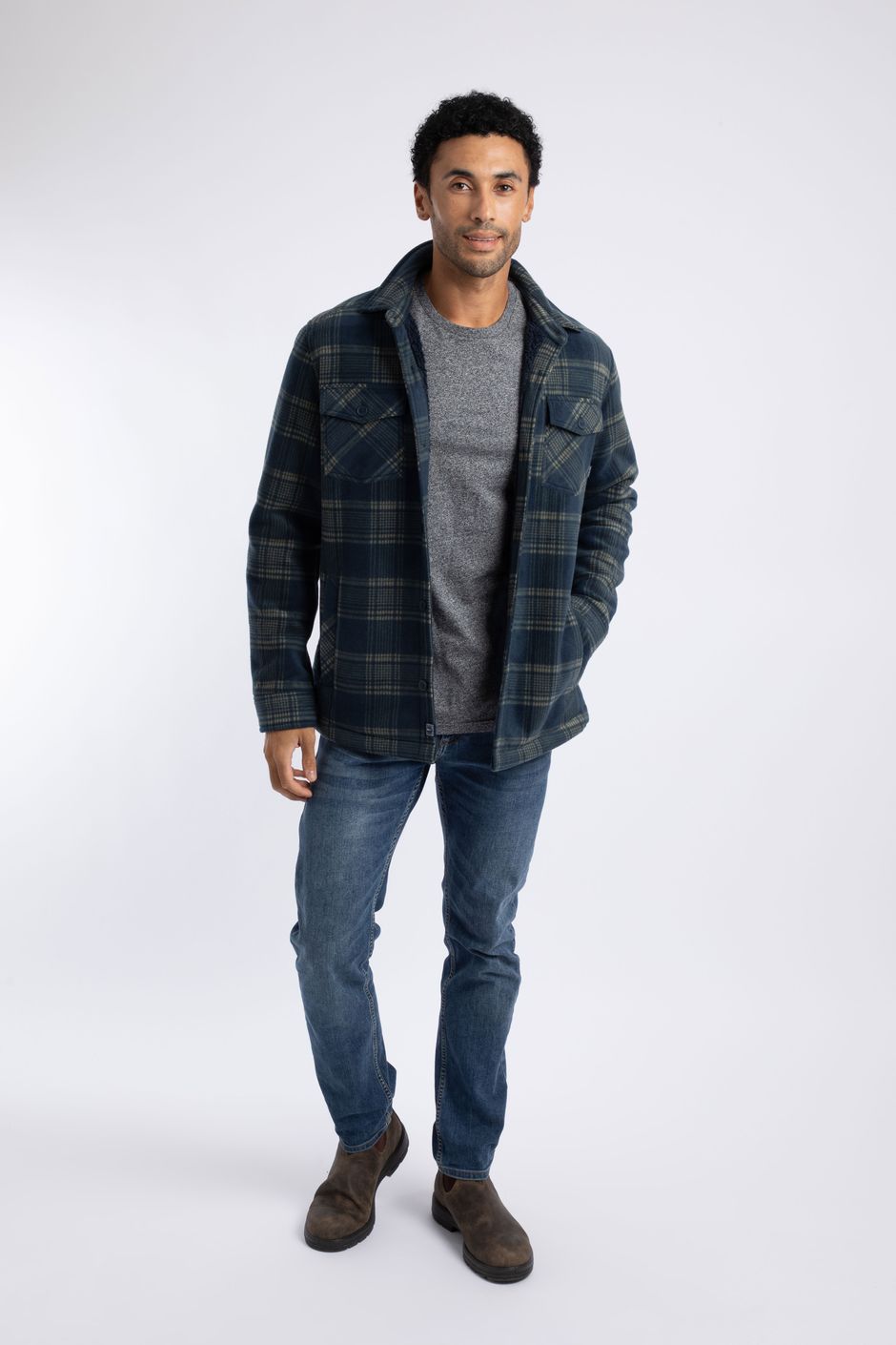 Tyburn Check Fleece Shacket Navy