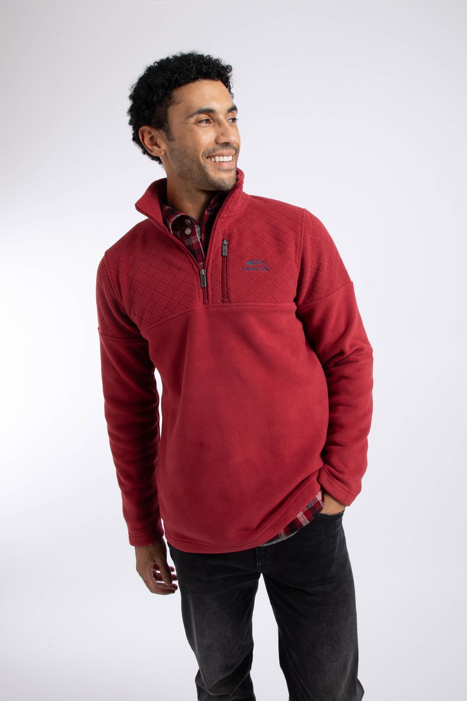 Oakmont 1/4 Zip Textured Fleece Barn Red