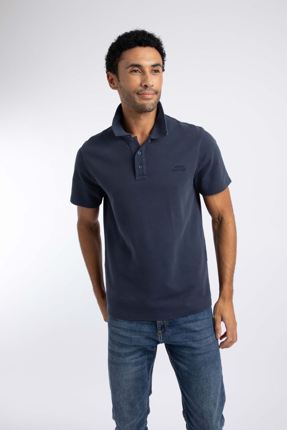 Luka Waffle Polo Shirt Navy